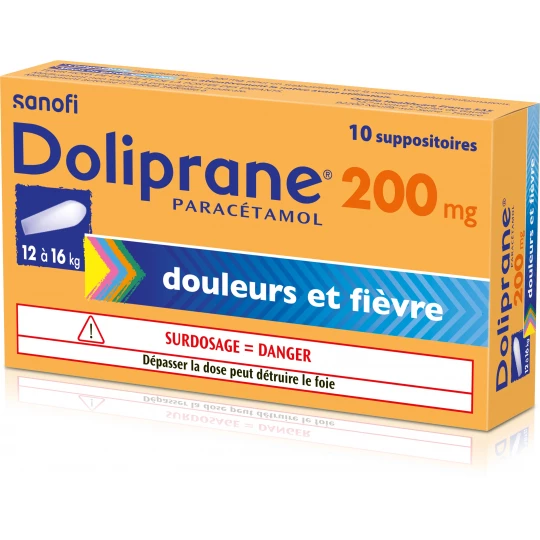 Doliprane 200 mg Suppositoires x 10