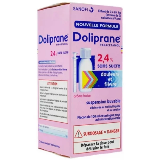 Doliprane Enfant 2,4% Suspension Buvable Sans Sucre 100 ml