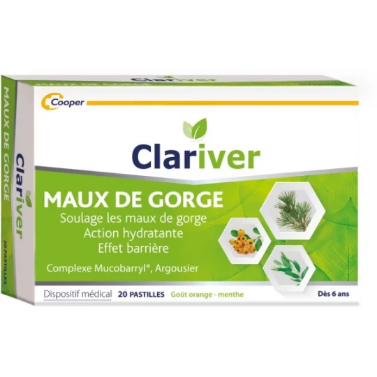 Clariver Maux de Gorge pastilles x 20
