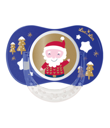 Luc et Léa Sucette Symétrique Silicone Papa Noël +18 mois Edition Limitée