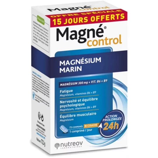 Nutreov Magné Control Magnésium Marin Vitamines B6 et B9 x 60 + 15 offertes