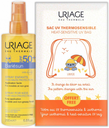 Uriage Coffret Bariésun Spray SPF50+ Enfants 200 ml + Sac UV Thermosensible OFFERT 