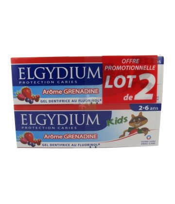 Elgydium Dentifrice Protection Caries Kids Grenadine 2 x 50 ml