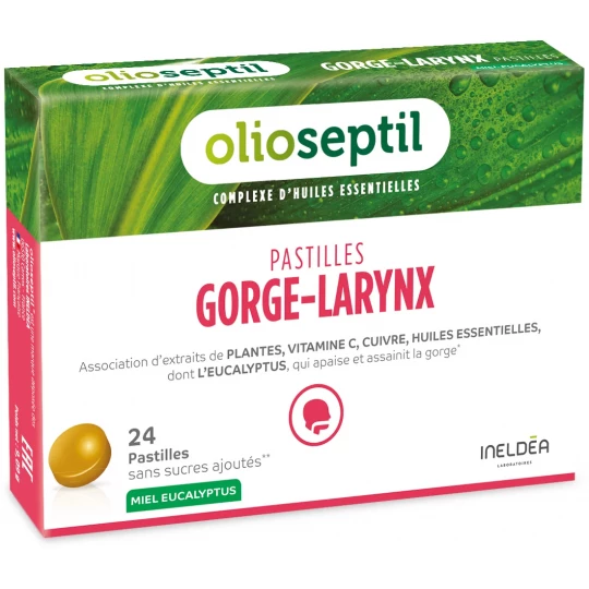 Olioseptil Pastilles Gorge Larynx Miel Plantes x 24