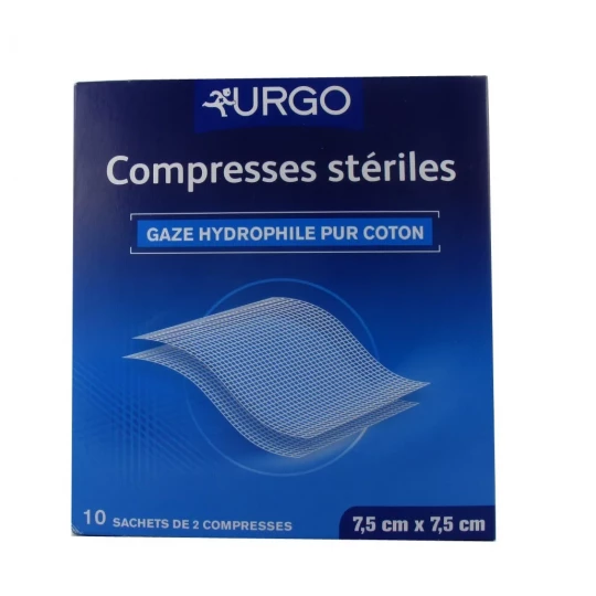Urgo Compresses stériles de gaze hydrophile 7,5 x 7,5 cm