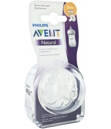 Philips Avent Natural Tétine Silicone Débit Rapide 6 m+ 4 Trous x 2