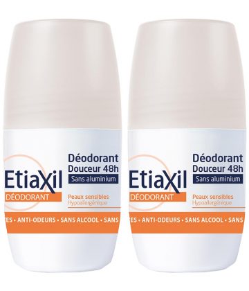 Etiaxil Déodorant Douceur 48H Sans Sels d' Aluminium Roll-On 2 x 50 ml