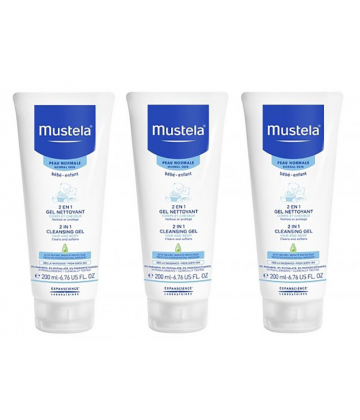 Mustela 2 en 1 Gel Nettoyant Cheveux & Corps  3 x 200 ml