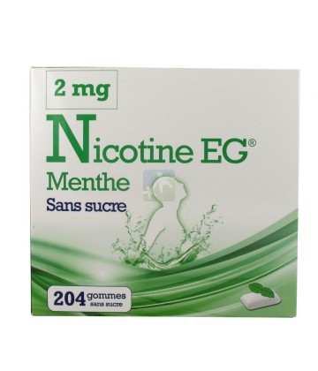 EG Nicotine Menthe Gommes Sans Sucre 2 mg x 204