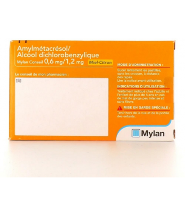 Amylmetacresol / Alcool Dichlorobenzylique Mylan Viatris Conseil Miel Citron Pastilles x 24