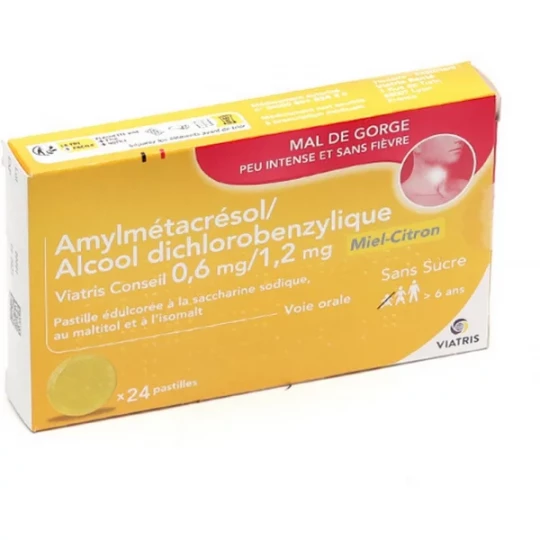 Amylmetacresol / Alcool Dichlorobenzylique Mylan Viatris Conseil Miel Citron Pastilles x 24