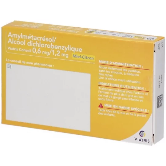Amylmetacresol / Alcool Dichlorobenzylique Mylan Viatris Conseil Miel Citron Pastilles x 24 - image 2