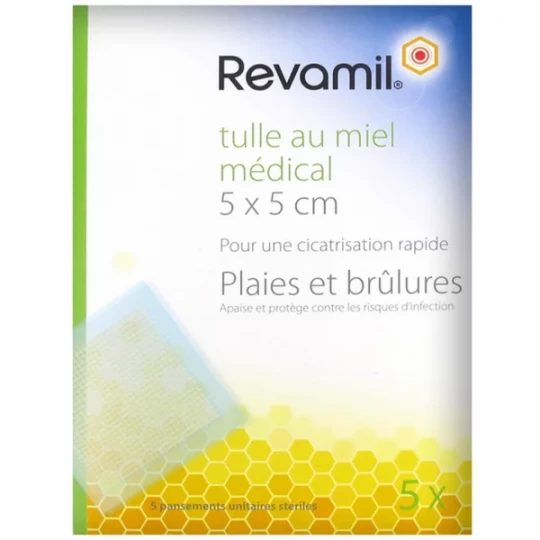 Revamil Tulle au Miel Médical 5 cm x 5 cm x 5