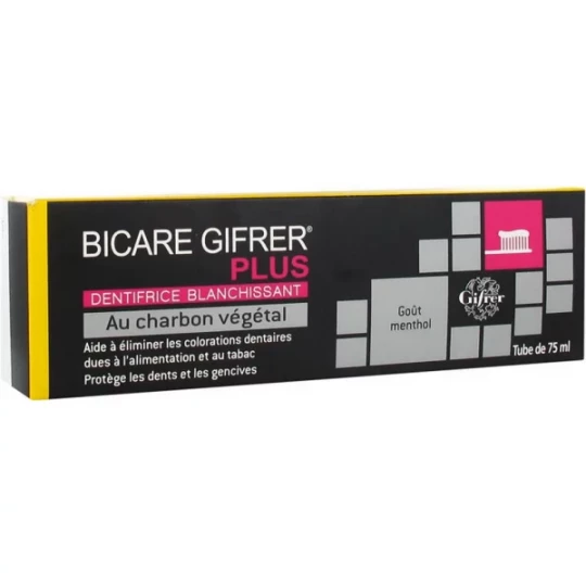Gifrer Bicare Plus Dentifrice Blanchissant au Charbon Végétal 75 ml