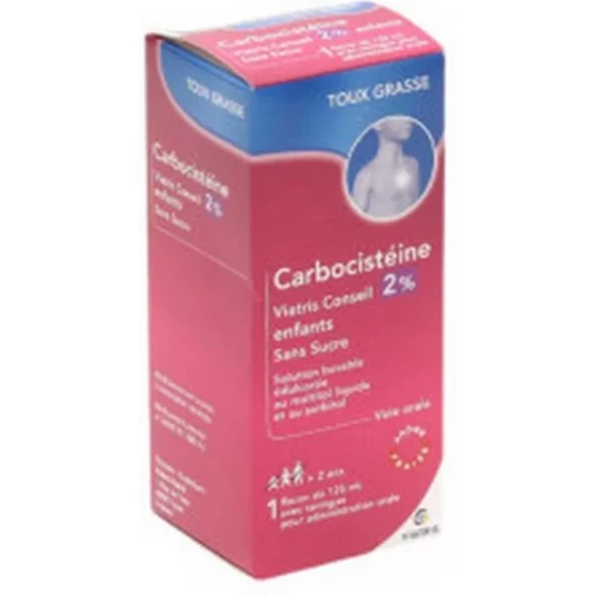 Carbocistéine Mylan Viatris 2% Enfants Sans Sucre Sirop 125 ml