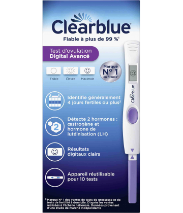 Clearblue Test d'ovulation Digital Lecture de 2 hormones x 10