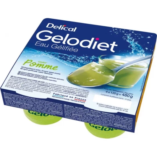 Delical Gelodiet Eau Gélifiée Pomme Verte 4 x 120 g