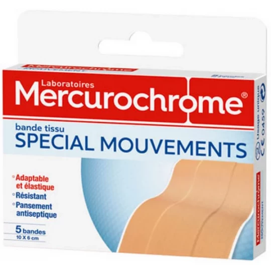 Mercurochrome Bande Tissu Spécial Mouvements x 5
