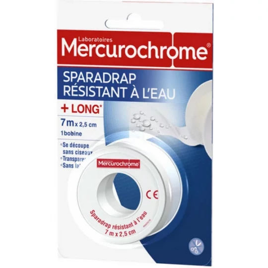 Mercurochrome Sparadrap Résistant A l'Eau 7m x 2,5cm