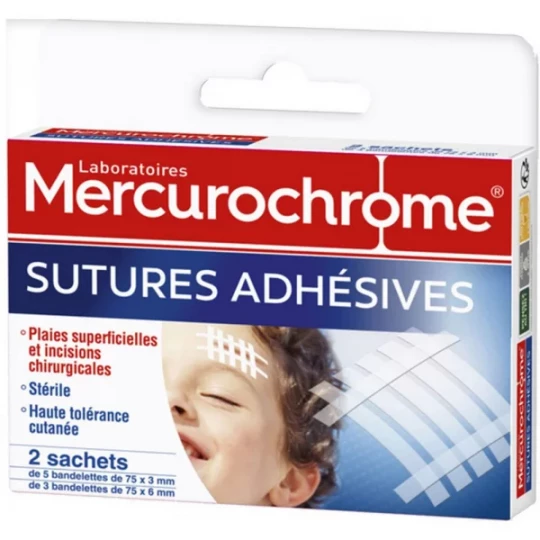 Mercurochrome Strips Sutures Adhésive x 16