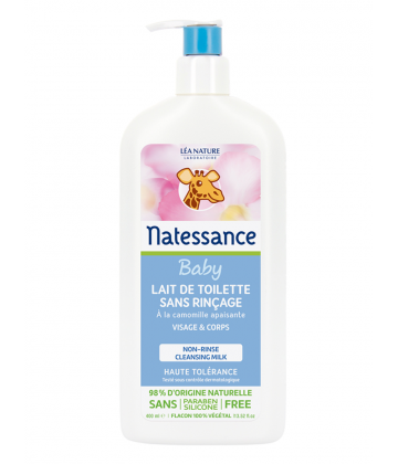 Natessance Bébé Lait de Toilette Sans Rinçage 400 ml
