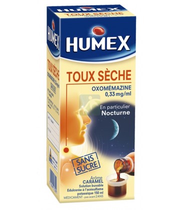 Humex Sirop Toux sèche Oxomémazine Sans sucre 150 ml