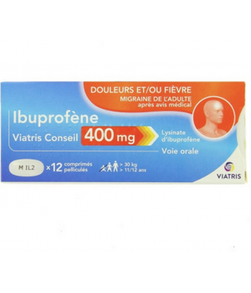 Ibuprofène Mylan Viatris 400 mg Lysinate d'ibuprofène x 12