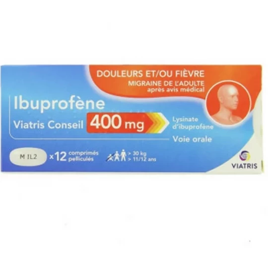 Ibuprofène Mylan Viatris 400 mg Lysinate d'ibuprofène x 12