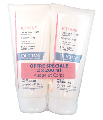 Ducray Ictyane Crème Emolliente Nutritive 2 x 200 ml