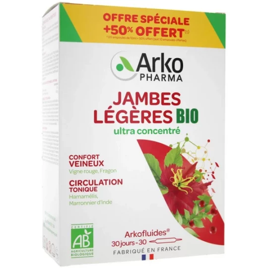 Arkopharma Arkofluides Jambes Légères x 20 +10 offertes