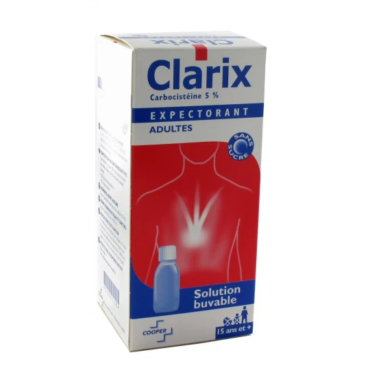 Clarix Sirop Expectorant Adultes Sans Sucre 5% 250 ml