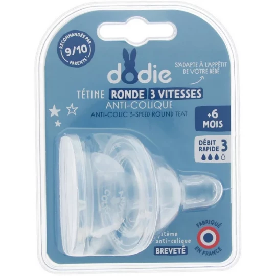 Dodie Tétine Ronde 3 Initiation + Col Large Débit 3 x 2