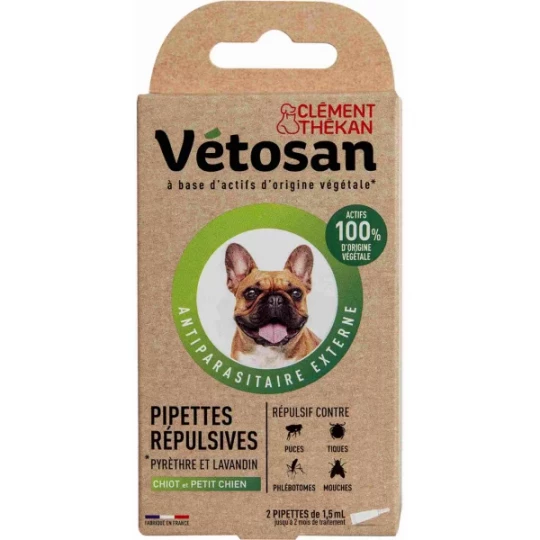 Vétosan Pipettes Répulsives pour Chiot et Petit Chien 2 x 1,5 ml