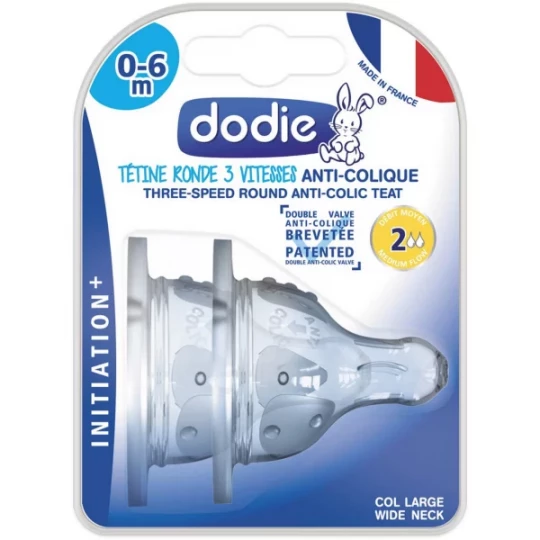 Dodie Tétine Ronde 3 Vitesses Débit 2 Anti-Colique x 2