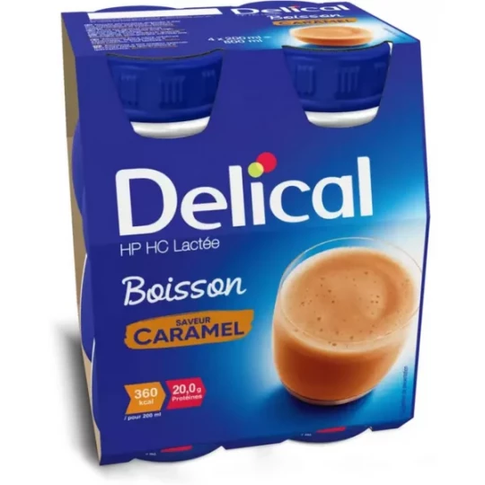 Delical Boisson HP/HC Lactée Saveur Caramel 4 x 200 ml