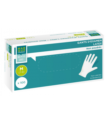 Marque Conseil Gants d'Examen Non Poudrés en Latex x 100