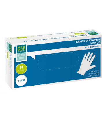 Marque Conseil Gants d'Examen Vinyle Non Poudrés x 100