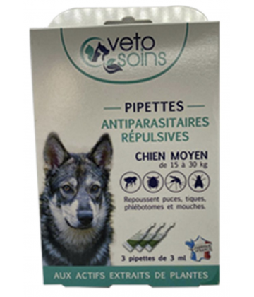 Vétosoins Pipettes Antiparasitaires Chien Moyen 3 x 3 ml