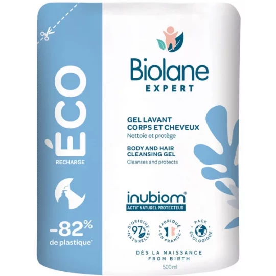 Biolane Expert Gel Lavant Corps et Cheveux Éco-Recharge 500 ml