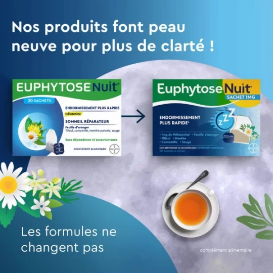 Euphytose Nuit Sommeil Mélatonine et Feuille d'Oranger Sachets à Infuser x 20 - image 7
