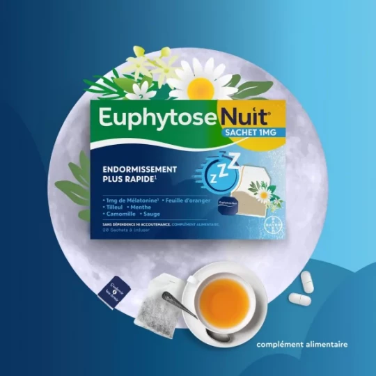 Euphytose Nuit Sommeil Mélatonine et Feuille d'Oranger Sachets à Infuser x 20 - image 8