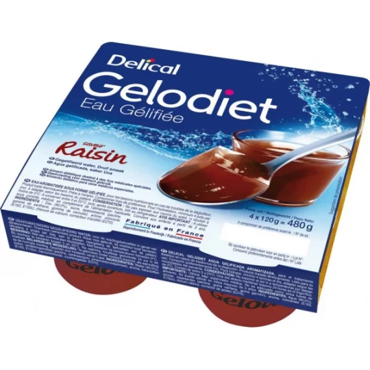 Delical Gelodiet Eau Gélifiée Raisin 4 x 120 g