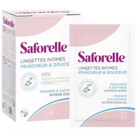 Saforelle Lingettes Intimes Sachets Individuels Biodégradables x 10