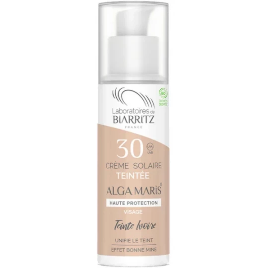 Alga Maris Crème Solaire Visage Teinte Ivoire SPF30 Bio 50 ml Laboratoire Biarritz