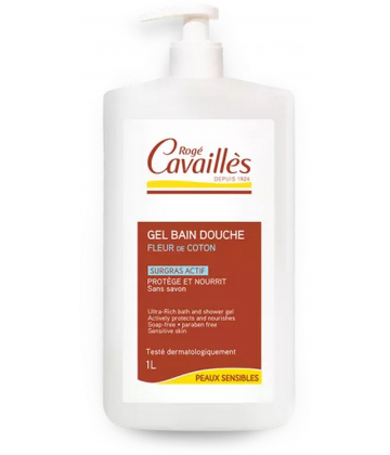 Rogé Cavaillès Gel Bain et Douche Surgras Actif Fleur de Coton 750 ml + 250 ml Offerts
