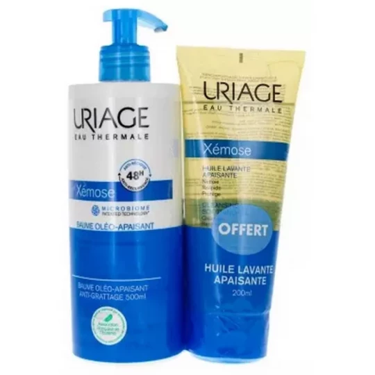 Uriage Xémose Baume Oléo-Apaisant 500 ml + Huile Lavante Apaisante 200 ml offerte