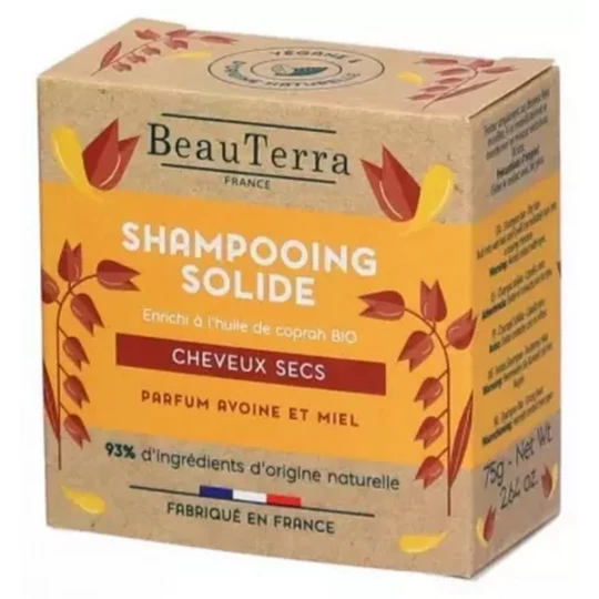 BeauTerra Shampooing Solide Cheveux Secs 75 g