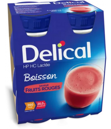 Delical Boisson HP/HC Lactée Saveur Fruits Rouges 4 x 200 ml