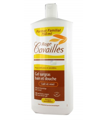 Rogé Cavaillès Gel Bain Et Douche Surgras Actif Lait et Miel 750 ml