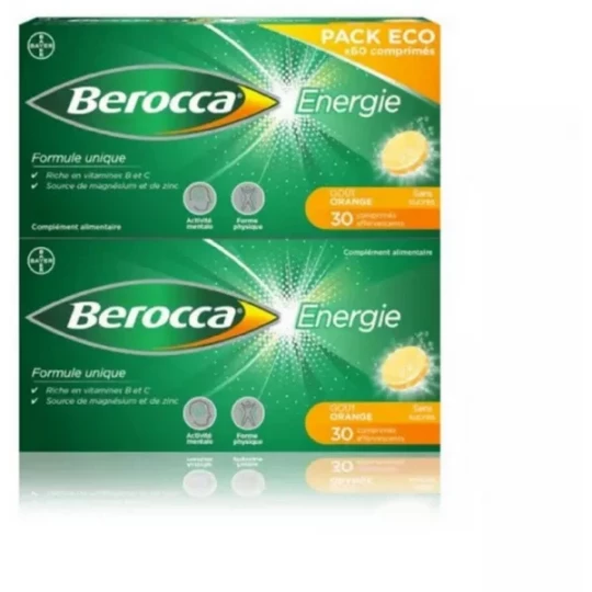 Berocca Energie Orange Vitamine B et C, magnésium et Zinc Comprimés effervescents